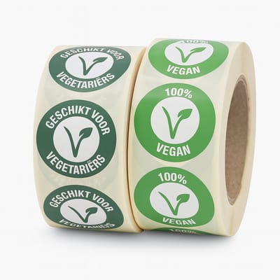 Vegan en Vegetarisch Etiket - 1000stuks – Ø25mm - Diepvriesbestendig - Allergenenetiket - HACCP en Voedselveilig - Verwijderbaar - Professioneel Keuken Restaurant Horeca - Voordeelverpakking