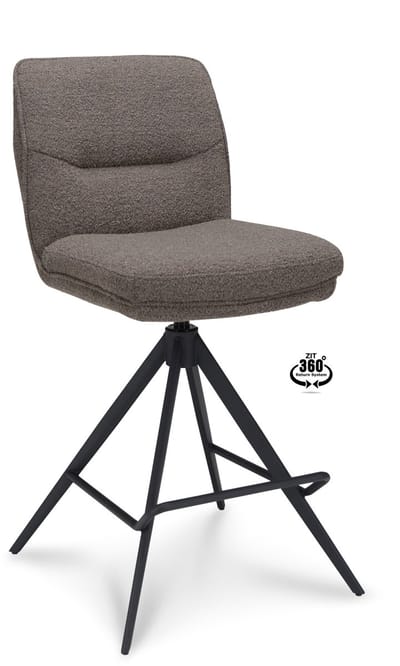 Icon Living - Barkruk Lizz - Zithoogte 65 - Stof Alpine Brown - Poot Zwart 360° Return-system