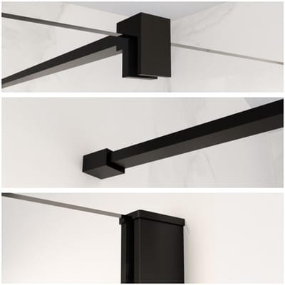 FugaFlow Eccelente Vetro profielset 200cm + stabilisatiestang 120cm mat zwart -