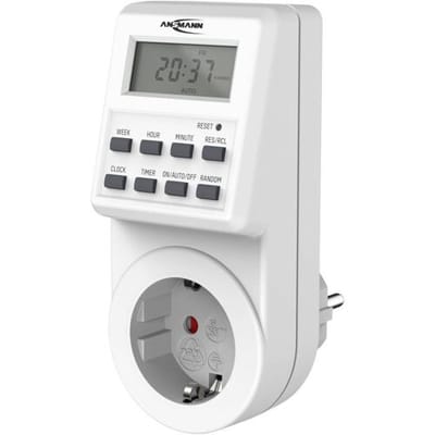 Ansmann 1260-0009 Stopcontact-schakelklok Digitaal Dagprogramma, Weekprogramma 3680 W Toevalsfunctie, Zomer- en wintertijd omzetten,