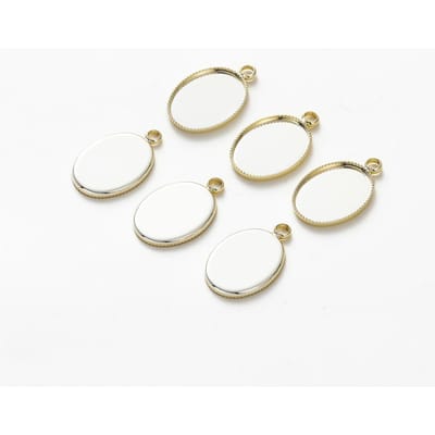 10 stuks 14K 18K Goud Verguld Cabochon Met Gat Hanger Basis Lege Schaal Bezel Doe-het-zelf Handgemaakte Hanger Sieraden Maken Onderdelen 8 x 10mm beige