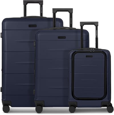 Police London 4 wielen Kofferset 3-delig met uitbreidingsplooi - Harde bagage - Combinatieslot - dark navy