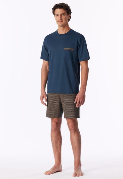 Korte pyjama met patroon in diepblauw - Comfort Nightwear 48