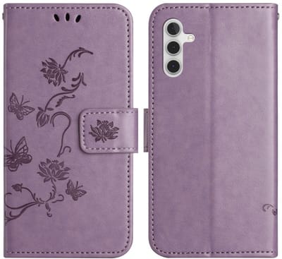 Coverup Hoesje - Geschikt voor Samsung Galaxy A56 Hoesje - Coverup Bloemen & Vlinders Book Case - Lila