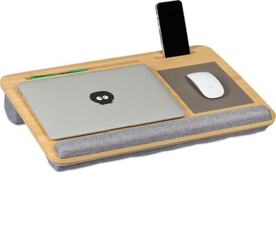 laptopkussen bamboe - met muismat - telefoonhouder - 10x55,5x36 cm