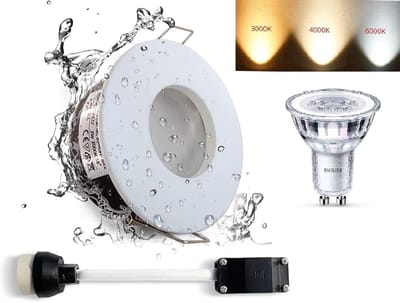 Badkamer Inbouwspot LED GU10 IP65 Dimbaar 4000K Neutraal Wit Philips LED Wit Ø82 mm Zaagmaat 75 mm