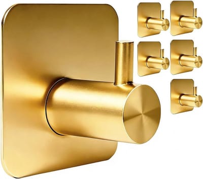 Dailygoods- Handdoekhaak Zelfklevend - 6 Stuks - Wandhaken - Sterke Klevende Haken - Voor Badkamer - Zonder Boren - Gouden Afwerking - Wandhaak
