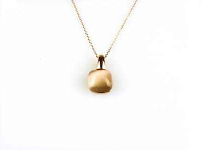 model Caprice ketting in zilver roze verguld met hanger bruine steen