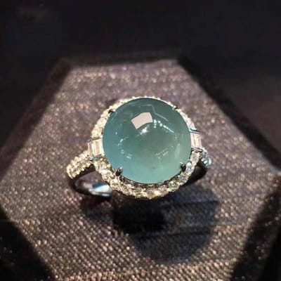 Nieuw In Natuurlijke Hoge IJsmeer Blauwe Chalcedoon Ringen Voor Vrouwen Doorschijnend Licht Luxe Ronde Ring Verlovings Sieraden resizable gray