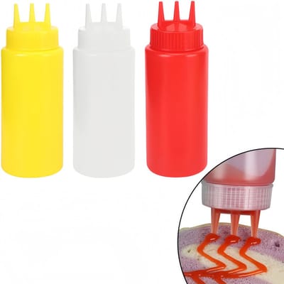 3 stuks - Knijpflessen met 3 gaten voor kruiden - Lege knijpflessen voor saus - Sausflessen met deksel - Gemakkelijk te identificeren - Herbruikbaar - 400 ml - Geschikt voor saladedressing, ketchup, olie, honing