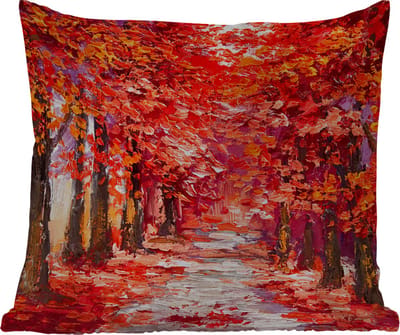 Buitenkussen Weerbestendig - Schilderij - Bomen - Herfst - Olieverf - 50x50 cm