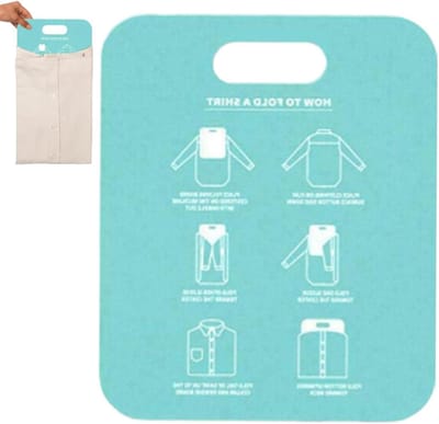Vouwplank Kleding - Opvouwbare Hulp - Kleding Snel Vouwen - Duurzaam PP Materiaal - 30.5 x 25.3 cm - Lichtcyaan