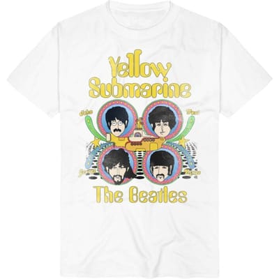 Beatles Yellow Submarine Heads Heren T-shirt - wit - XL