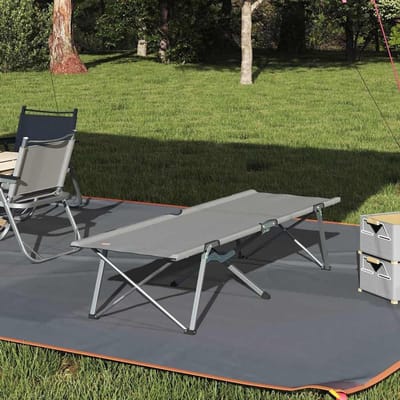 Inklapbaar campingbed - Lichtgewicht ligbed - Comfortabel buiten slapen - Waterafstotend Oxford weefsel - 194 cm lang - Grijs