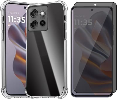 Hoesje geschikt voor Motorola Moto Edge 50 Neo / Edge 60 Neo / Thinkphone 25 - Privacy Screenprotector Volledig Dekkend Glas - Shockproof Transparant