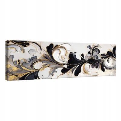WALLARENA - Canvas schilderij - 145x45 cm - abstract zwart goud voor woonkamer slaapkamer keuken