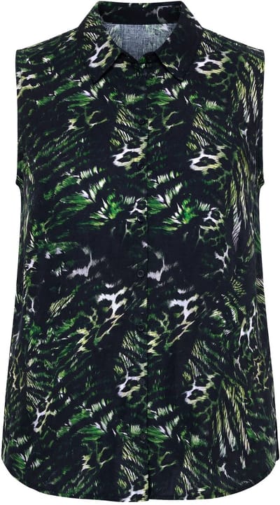 Angel of Style - Dames - Blouse mouwloze A-lijn dierenprint - Donkergroen - Maat 42