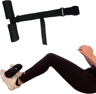 Sit-up Hulp - Buikspiertrainer Oprichter - Thuis Fitness - Instelbare Riemlengte - 25 cm Pedaal - Zwart