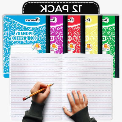 Notitieboeken Lijn - Schrijfboek Kinderen - Leren Schrijven - Brede Lijn Met Stippen - 245 x 198 cm - Marmer Gesorteerd