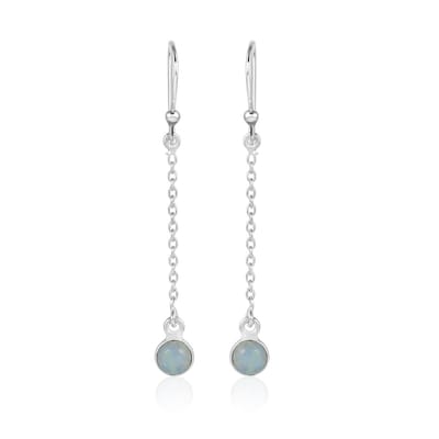 SilverGems Zilveren oorhangers met Regenboog Maansteen edelstenen