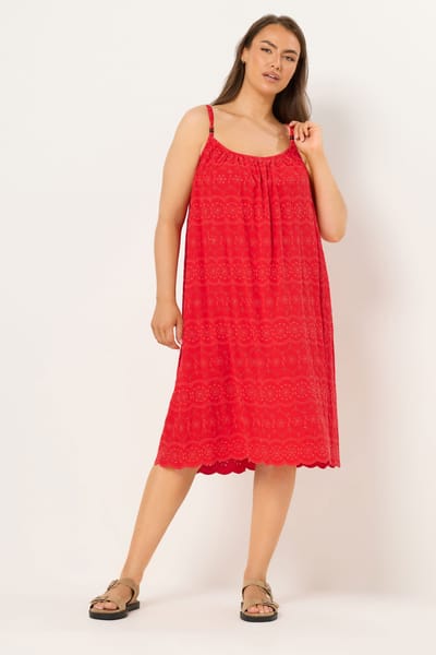Yours Rode Strandjurk Met Broderie Anglaise Size 46-48