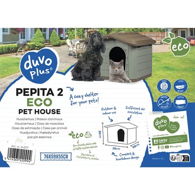 duvoplus Pepita Ecologisch Huisdierhuis - Gerecycleerd Hondenhok - 51x38x35cm Bruin/Groen
