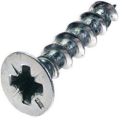 HECO TOPIX spaanplaatschroef 4x25mm - platkop - verzinkt - voldraad - PZD 2 - 34112 (Per 1000 stuks)