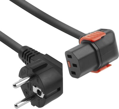 ACT Netsnoer Schuko CEE 7/7 male (haaks) - C13 IEC Lock (onder haaks) zwart 1 m, EL449S AK5255