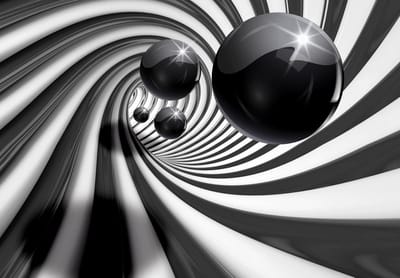Fotobehang - Vlies Behang - Zwart-wit 3D Tunnel Tornado - 368 x 280 cm