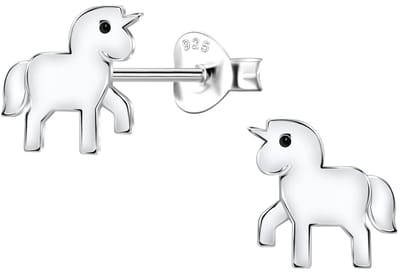 Joy|S - Zilveren eenhoorn paard oorbellen - 8 mm - gepolijst - sterling zilver 925 - kinderoorbellen