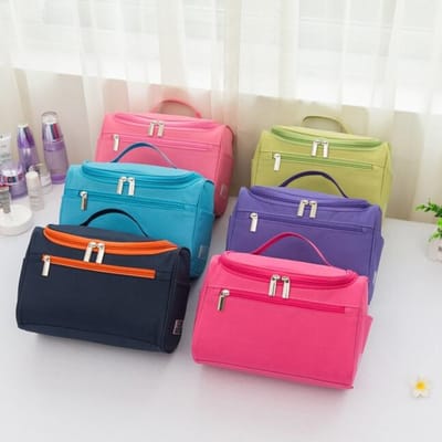 Grote capaciteit oogverblindende make-up tas reis heren draagbare toilettas waterdichte nylon opbergtas zwart