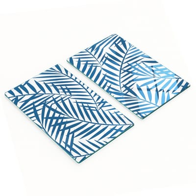Decoratieve snijplanken van gehard glas met palmbladerenmotief, 2x30x52 cm