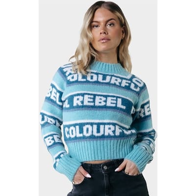 Colourful Rebel Ximenia Cr Intarsia Knitted Sweater Blue Size: XS | Knitted Sweaters Outlet | Dames | Blauw