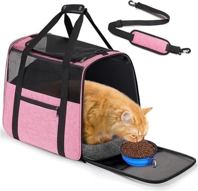 Hondentransportbox Zacht - Dierentransporttas - Veilig Reizen - Waterdicht Ademend - 44 x 32 x 34 cm - Roze