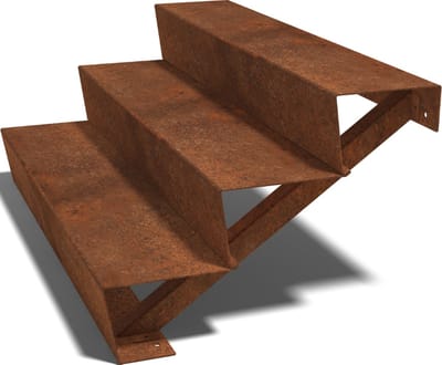 Cortenstaal tuintrap - 3-trede - 72 x 120 x 51 cm - MySteel