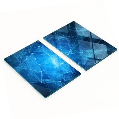 Keukenplanken van gehard glas met blauwe lijntekeningen, 2x40x52 cm