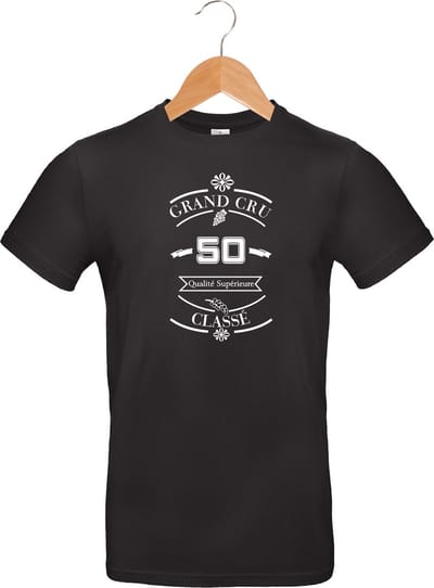 T-shirt - Grand Cru Classé - 50 - Qualité Supérieure - 100% katoen - verjaardag en feest - cadeau - unisex - zwart - maat S