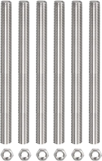 Dailygoods- Schroefdraadstang Compleet - M10 x 300 mm - 6 Zeskantmoeren - Roestvrij Staal - Duurzaam - Corrosiebestendig - Schroefset