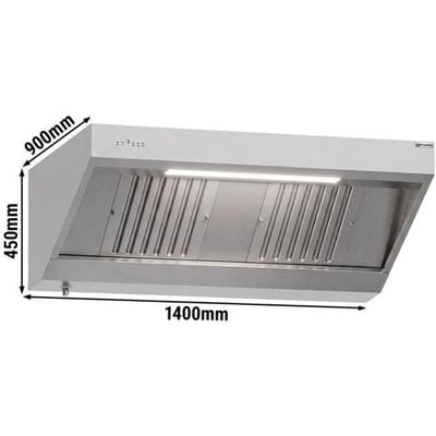 GGM Gastro Wandhaube mit Motor - 1400mm - mit Regler, Filter & Lampe