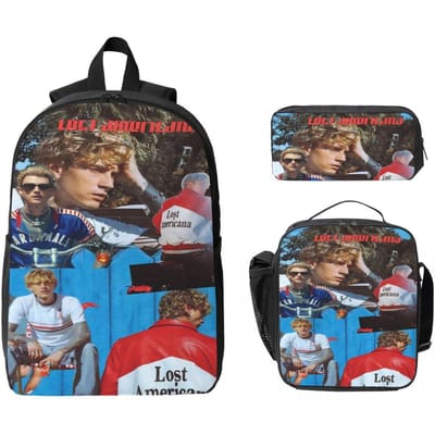 MGK Lost Americana Tour 2025-2026 Schooltassen Set voor Jongen Meisje Etui Rugzak Sets met Lunchbox Voor School Dagrugzak