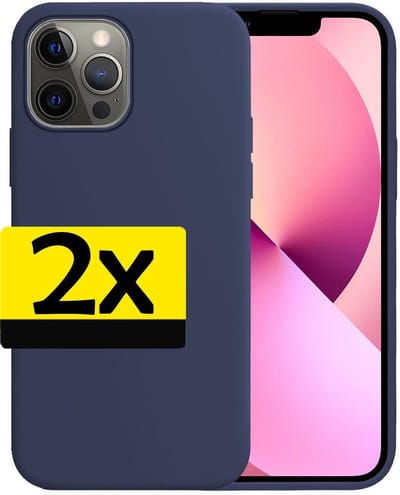Hoesje - 2 Stuks - Geschikt voor Apple iPhone 13 Pro - Sterk & Shockproof - Case Siliconen - Back Cover - Telefoon Hoes - Telefoonhoesjes - Donkerblauw