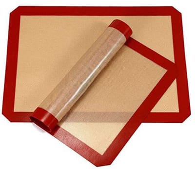 Siliconen bakmatten, herbruikbare bakmatten, hittebestendige anti-aanbak ovenvellen om te bakken, keukenaccessoires, keukenbenodigdheden - 42x30 cm - Beige en Rood