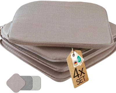 etérea Zitkussen Stoelkussen - Alice Seat Cushion 4 Stuk - 38x38 cm - strepen taupe
