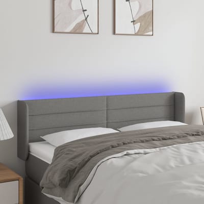 vidaXL - Hoofdbord - LED - 147x16x78/88 - cm - stof - donkergrijs