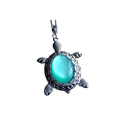 2 Love it Schildpad Muntgroen - Ketting - Lengte 40 + 5 cm - Stainless steel - Metaal - Mintgroen - Zilverkleurig