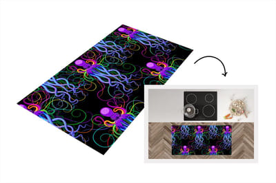 Keukenloper - Loper keuken - Octopus - Regenboog - Neon - Abstract - Patronen - 120x60 cm - Keukenloper vinyl