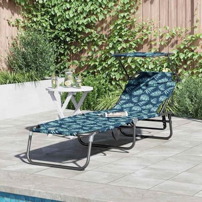 Inklapbare zonnestoel - Strandstoel ligstoel - Buiten ontspannen - Verstelbare rugleuning - 190 x 57 x 81 cm - Bladpatroon