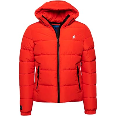 Superdry Hooded Sports Puffr Jacket Heren Jas - Bright Red - Maat S