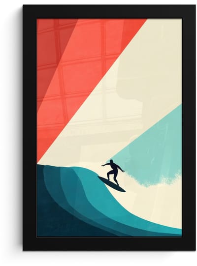 Poster in lijst - Fotolijst 20x30 cm - Posters - Surfer - Abstract - Golven - Zonnestralen - Posterlijst zwart - Decoratie - Wanddecoratie woonkamer - Muurdecoratie slaapkamer - Kerstversiering - Kerstdecoratie voor binnen - Kerstmis
