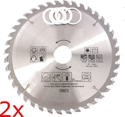 2x TCT 40 tands Cirkelzaagblad Ø 190 x 2.2 x Ø 30mm Carbide tanden incl 4 verloopringen (16)
